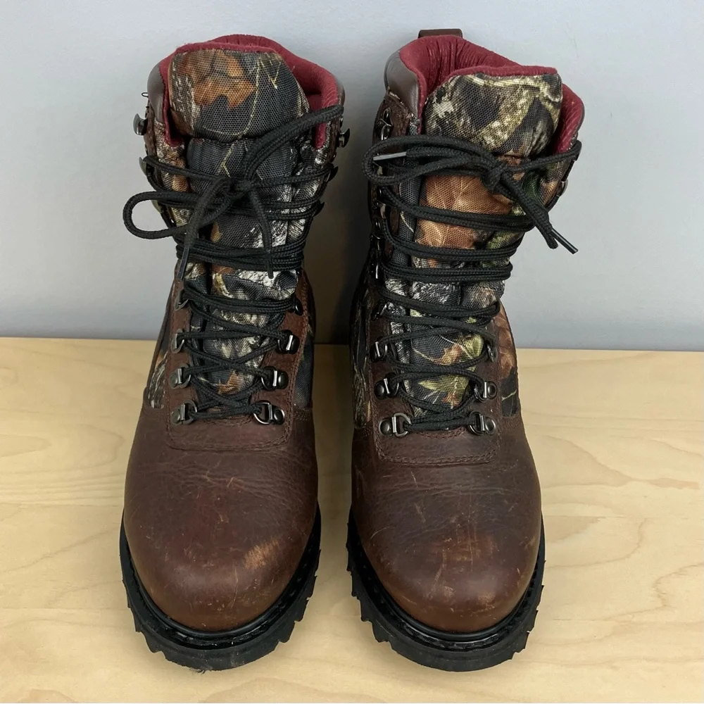 Cabelas Youth Size 6 M Iron Ridge GTX Insulated Camo Brown Leather Hunting Boots